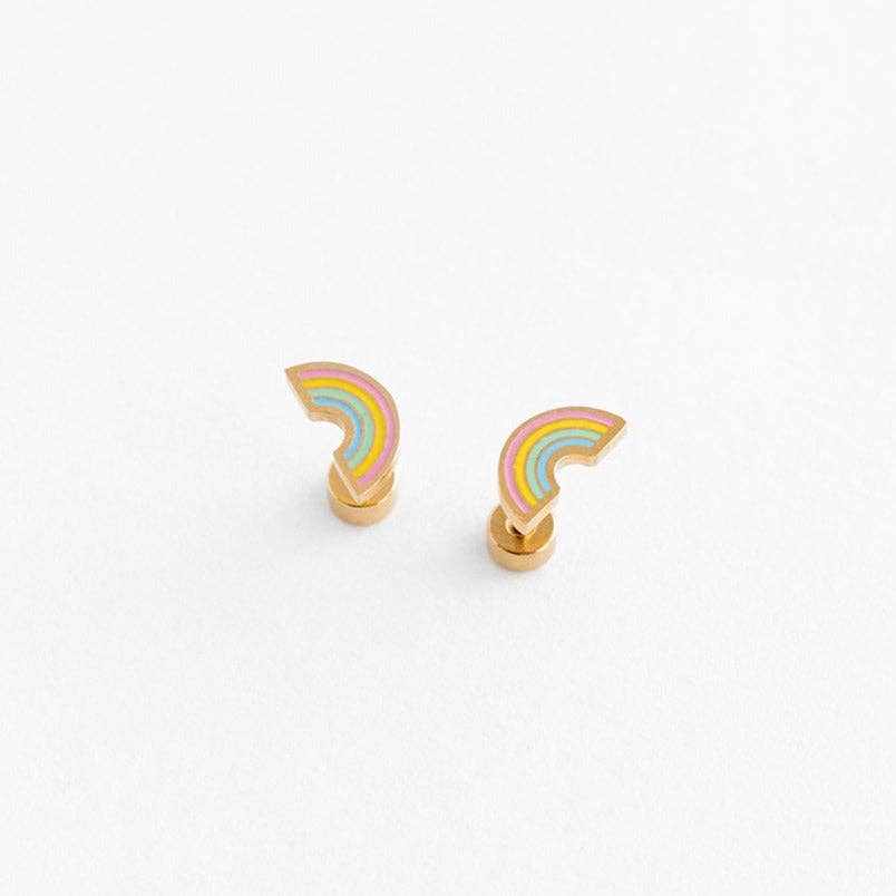 Pip Pop Post - Pastel Rainbow Stud Earrings - Hypoallergenic, Flat Back
