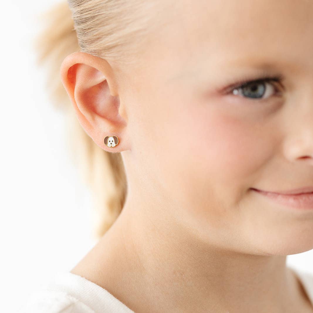 Pip Pop Post - Dog Stud Earrings - Hypoallergenic, Flat Back, Girl Gift: Pair