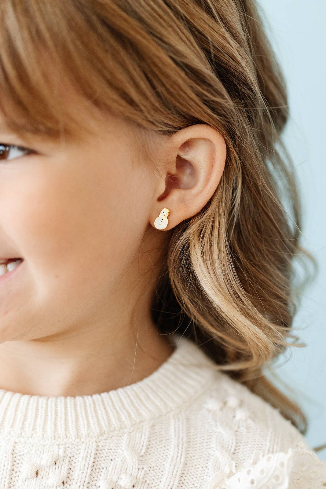 Pip Pop Post - Snowman Stud Earrings - Hypoallergenic, Flat Back, Girl Gift: Pair