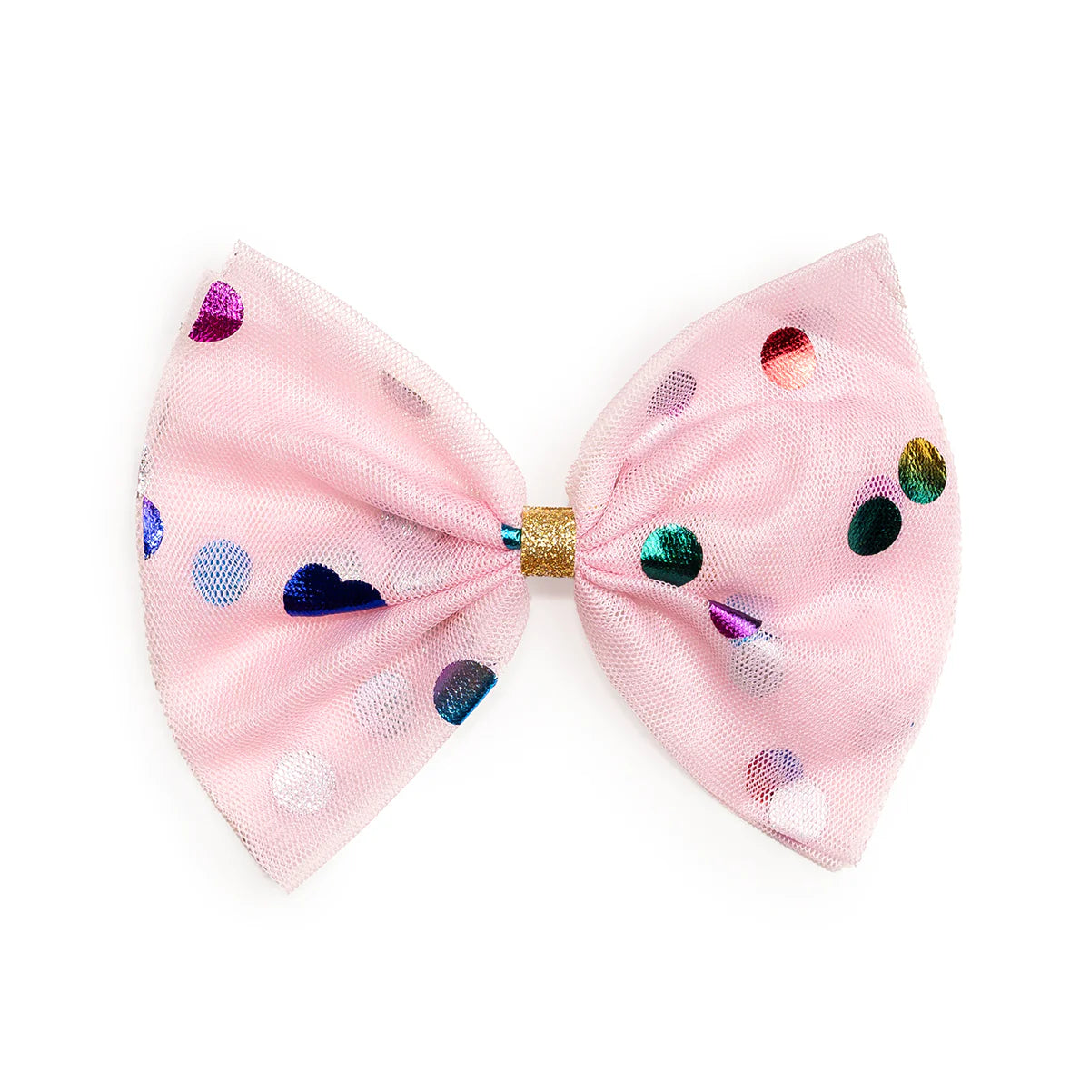 Pink Confetti Tulle Bow Clip