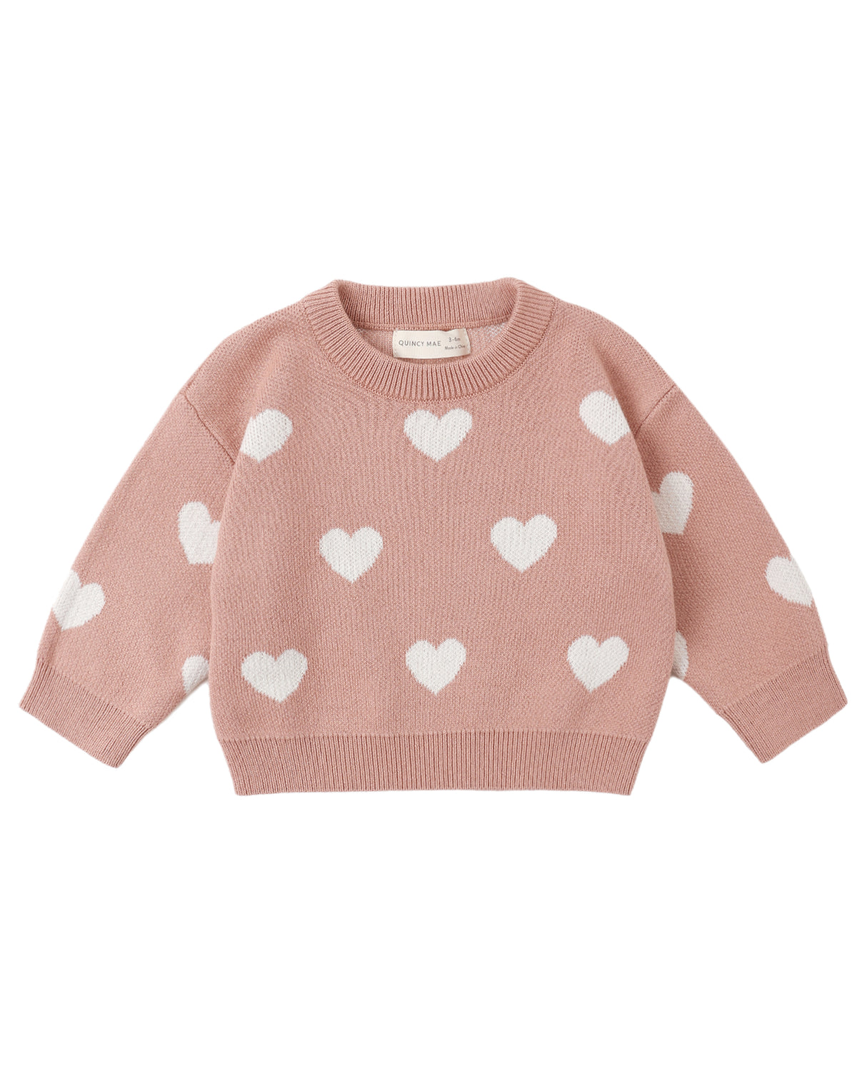 HEART KNIT SWEATER PINK