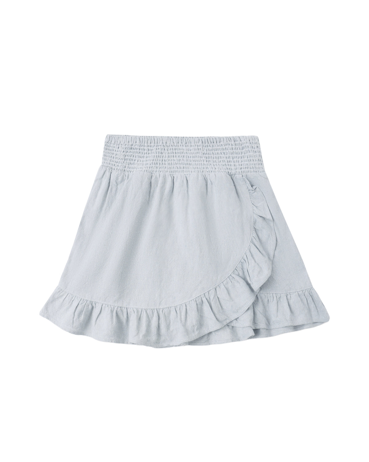 WRAP RUFFLE SKIRT || HEATHERED LIGHT BLUE