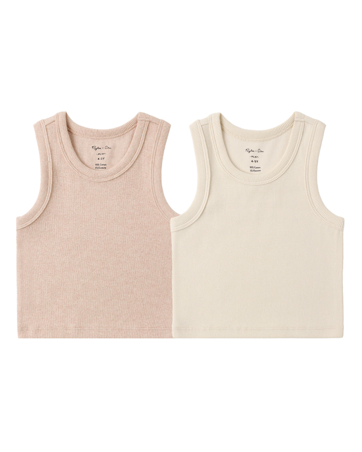 RIBBED TANK SET SHELL || HEATHERED BLUSH