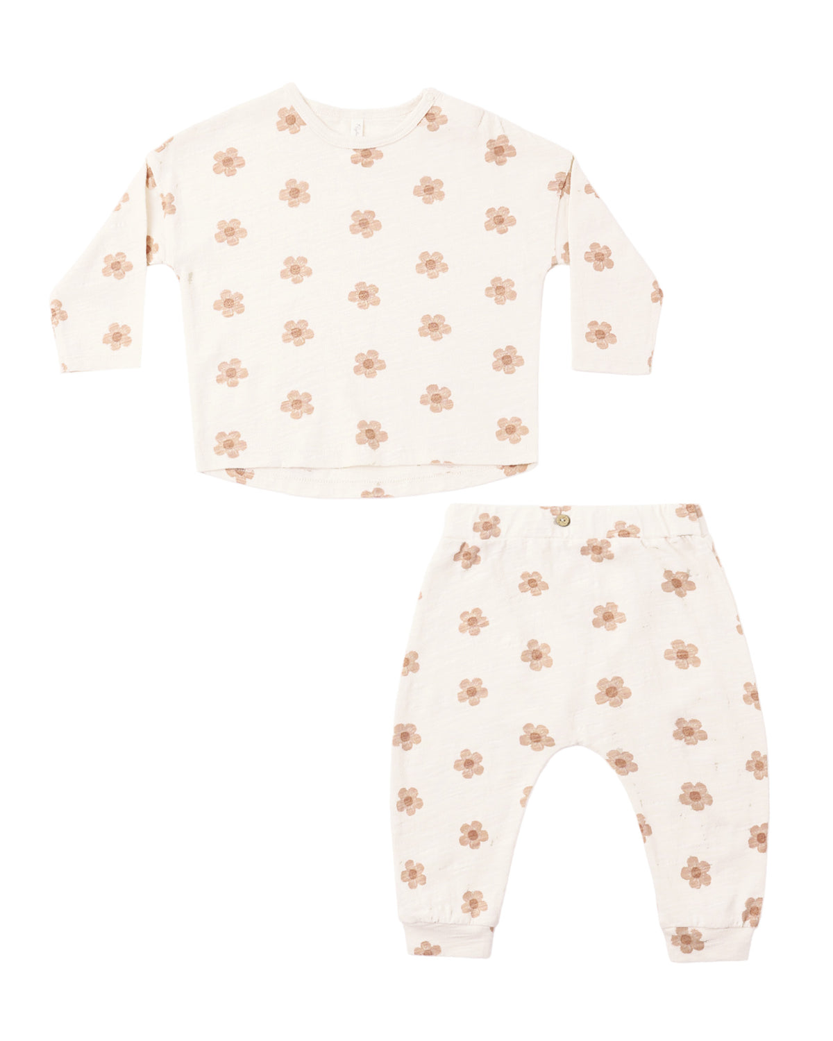 LS TEE + PANT SET || PINK DAISIES