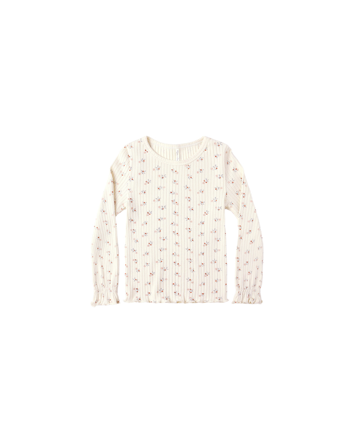 Ribbed Long Sleeve Top || Natural Ditsy