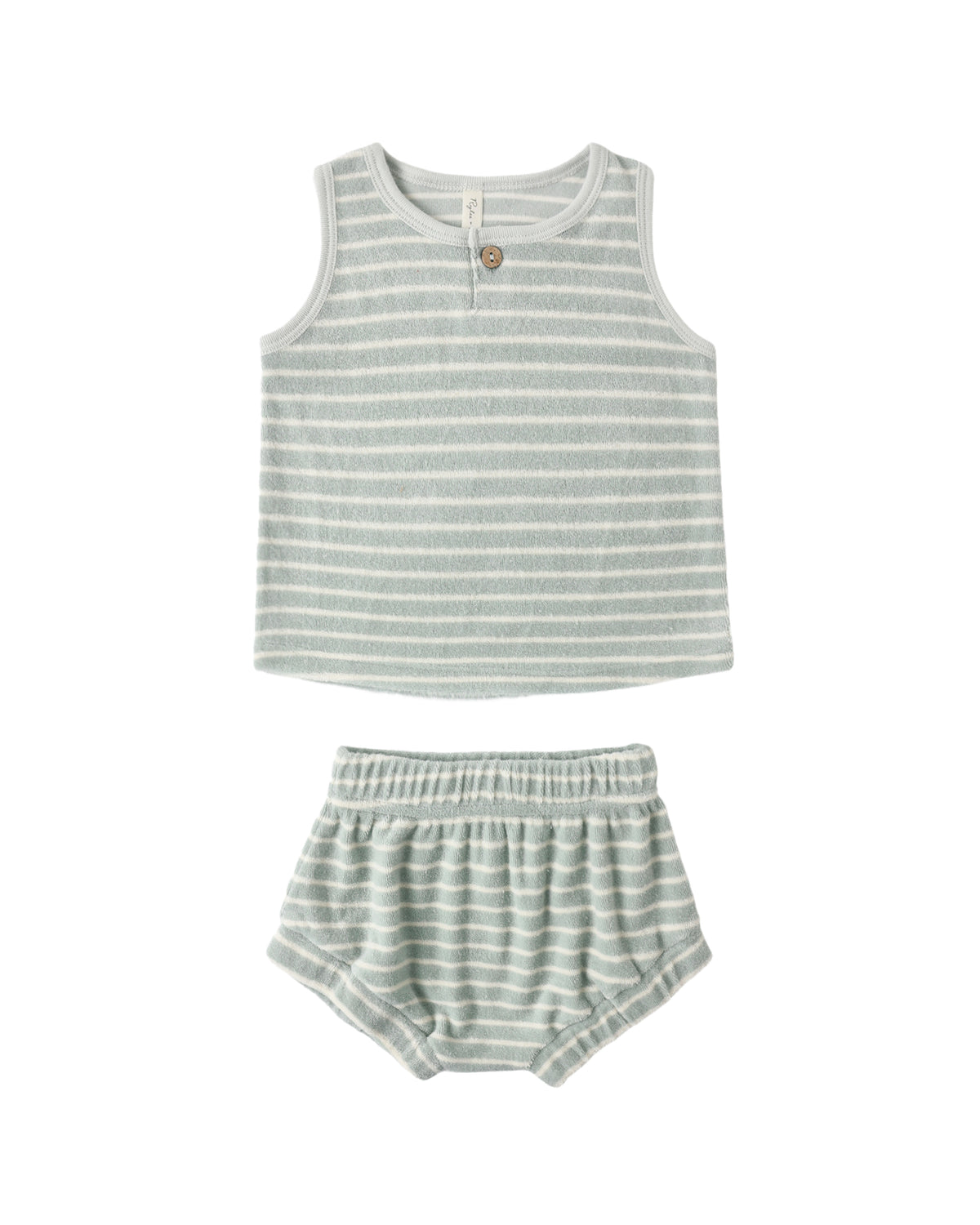 BABY TANK SET || SEAFOAM TERRY STRIPE
