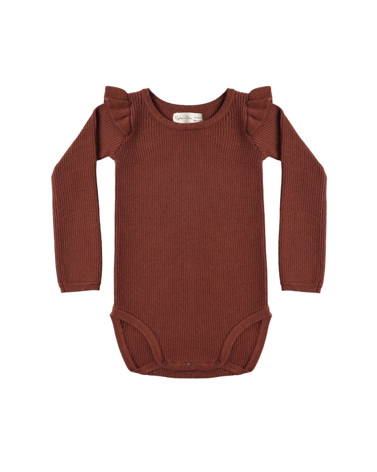 SHOULDER RUFFLE BODYSUIT || BRICK