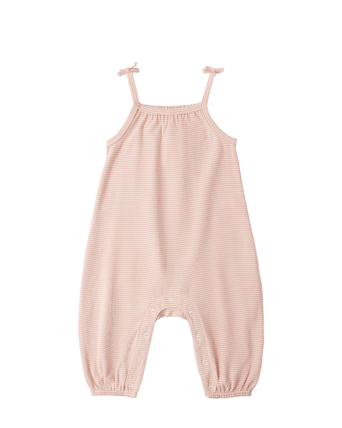 SMOCKED JUMPSUIT || MELON MICRO STRIPE