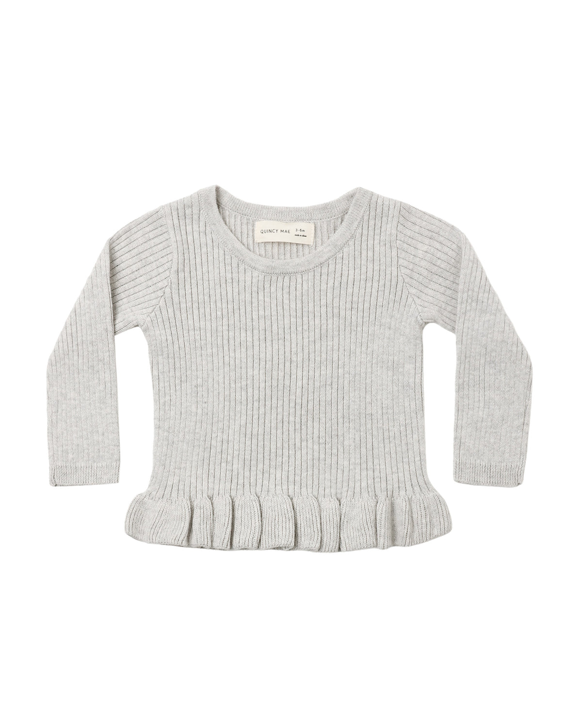 RIB KNIT PEPLUM TOP || HEATHERED FOG
