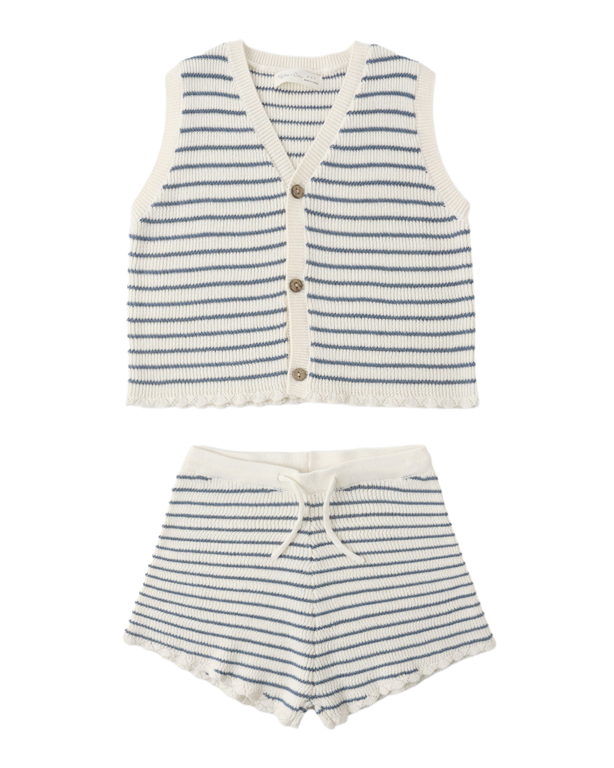 KNIT VEST SET || MARINE STRIPE
