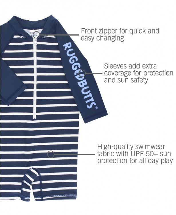 Navy Stripe Rashguard Bodysuit
