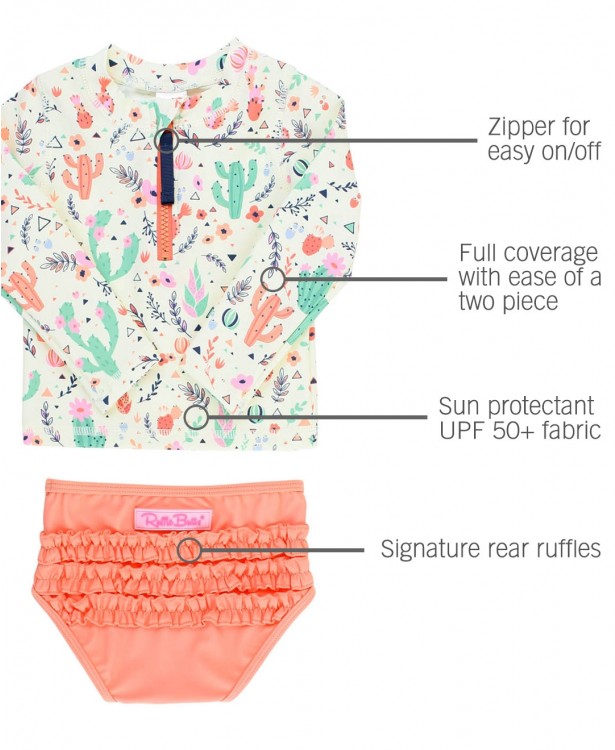 Desert Blossoms Long Sleeve Zipper Rash Guard Bikini